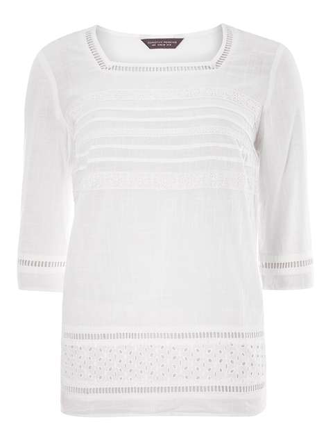 **Tall Broderie 3/4 Sleeve Top